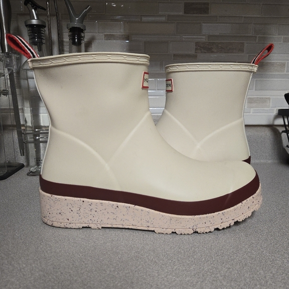Hunter Original Short Speckle Rain Play Boots Beige/Red - Picture 2 of 13